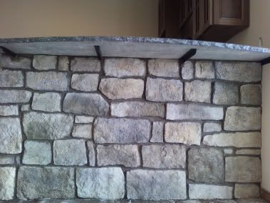 culture stone wall/ countertop