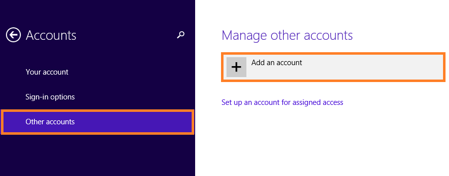 Windows 8.1 Speed - PC Settings - Accounts - Other Accounts - Add an account -- Windows Wally