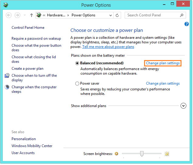 Windows 8.1 Sleep Mode - Power Options - Change Plan Settings -- Windows Wally