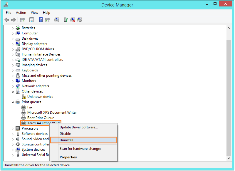 Windows 8 Printer - Device Manager - Uninstall -- Windows Wally