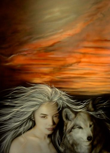 lady with wolf