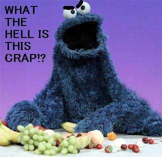 sesame street cookie monster with fruit