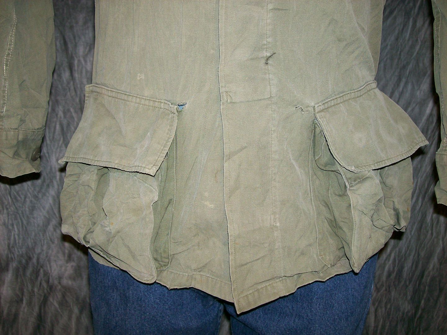 vtg 60s VIETNAM US ARMY TROPICAL COMBAT POPLIN JACKET, GAS FLAP 