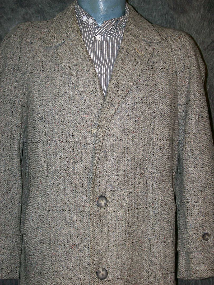 vtg 50s PENNYS TOWN CLAD WOOL FLECKED TOPCOAT COAT, XL  