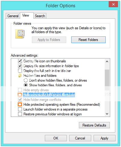 Word-Dokument - Erweiterungen für bekannte Dateitypen ausblenden - Geschützte Betriebssystemdateien ausblenden - Windows Wally