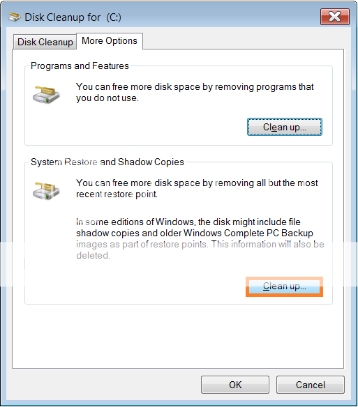 Windows reparieren - Datenträgerbereinigung - C Laufwerkseigenschaften - Systemdateien bereinigen - Weitere Optionen - Systemwiederherstellung und Schattenkopien - WindowsWally
