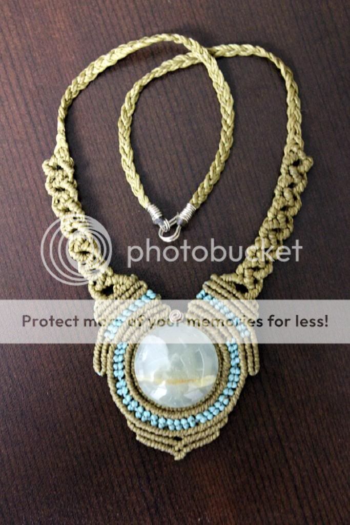 Handcrafted Jewelry Women's Jade Onyx Sage Turquoise Macrame Necklace