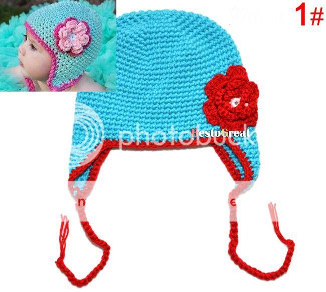 Children Baby Girls Kids Cute Crochet Knitted Handmade Flower Handmade Cap Hat