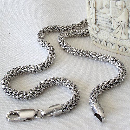 The Best Thick 4.3 MM Sterling Antiqued Popcorn Chain Super Long 24 Inch Length