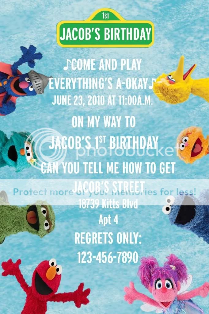 Sesame Street Custom Birthday Party Invitations  