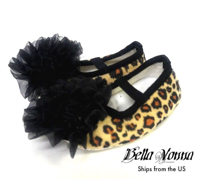 New Animal Print Leopard Soft Crib Shoes Infant Baby Slippers Tan Black s M L XL